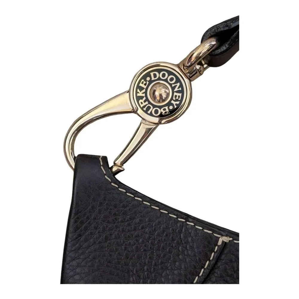 Dooney & Bourke brown pebbled leather hobo shoulder bag Libby gold tone hardware